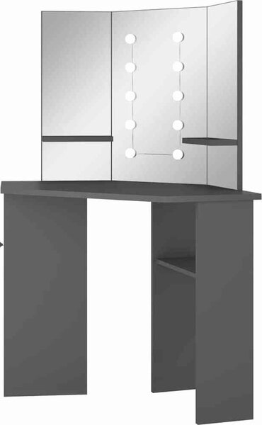 VidaXL Rohový toaletní stolek s LED světlem 111 x 54 x 141,5 cm [326535] Barva: Černá