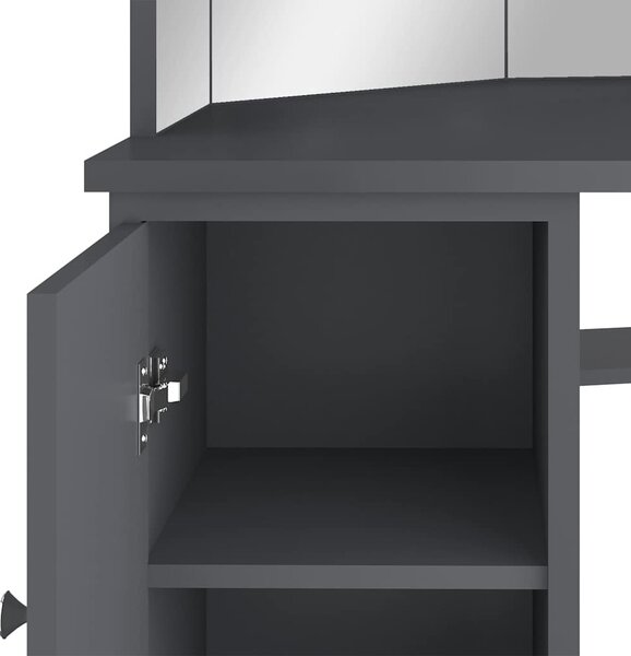 VidaXL Rohový toaletní stolek s LED světlem 111 x 54 x 141,5 cm [326535] Barva: Černá