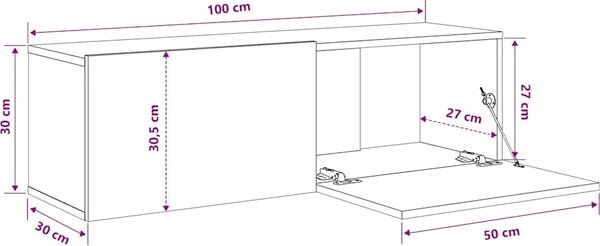 VidaXL TV stolek 100x30x30 cm kompozitní dřevo [801484] Barva: Bílá