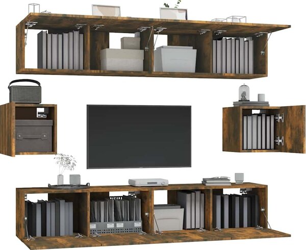 VidaXL 6dílný set TV skříněk kompozitní dřevo [3114361] Barva: Bílá