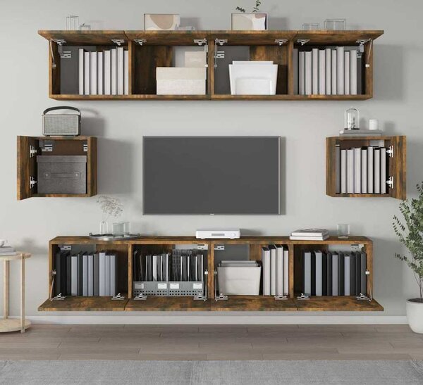VidaXL 6dílný set TV skříněk kompozitní dřevo [3114361] Barva: Bílá