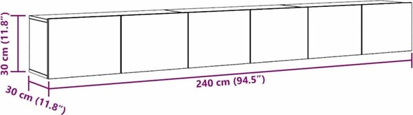 VidaXL Sada 3 kusů nástěnné TV skříňka kompozitní dřevo [3114473] Barva: dub artisan