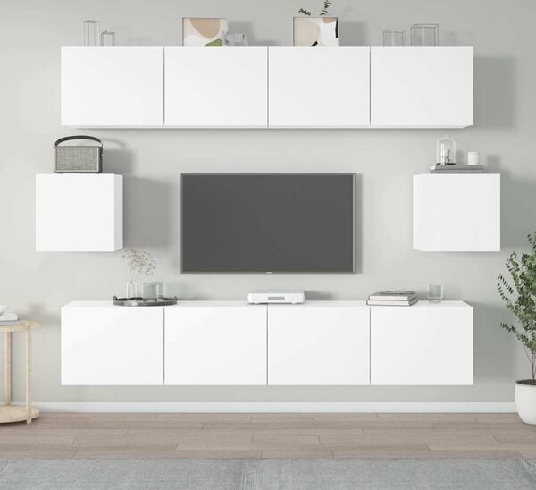 VidaXL 6dílný set TV skříněk kompozitní dřevo [3114361] Barva: Bílá