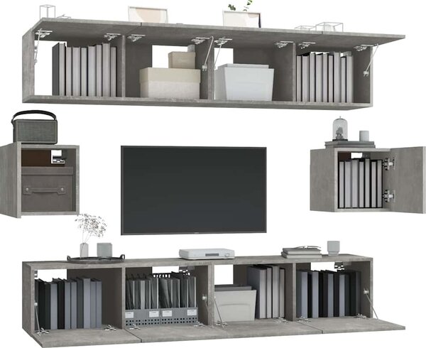 VidaXL 6dílný set TV skříněk kompozitní dřevo [3114361] Barva: Bílá