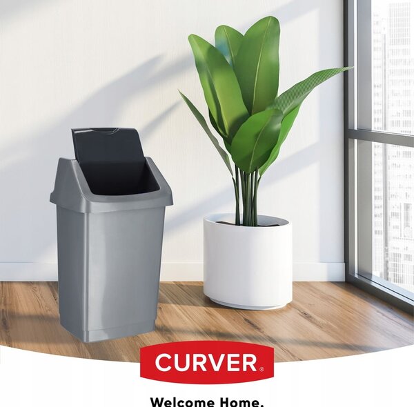 Šedý odpadkový koš Curver Click-it, 15 l