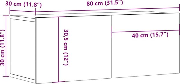 VidaXL TV stolek 80x30x30 cm kompozitní dřevo [801478] Barva: dub sonoma