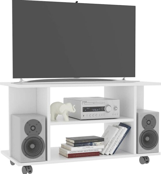 VidaXL TV stolek s kolečky 80 x 40 x 45 cm kompozitní dřevo [800193] Barva: Bílá