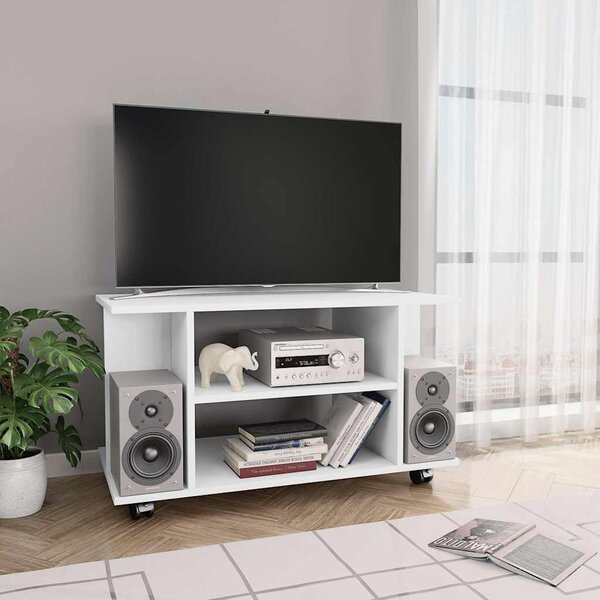VidaXL TV stolek s kolečky 80 x 40 x 45 cm kompozitní dřevo [800193] Barva: Bílá