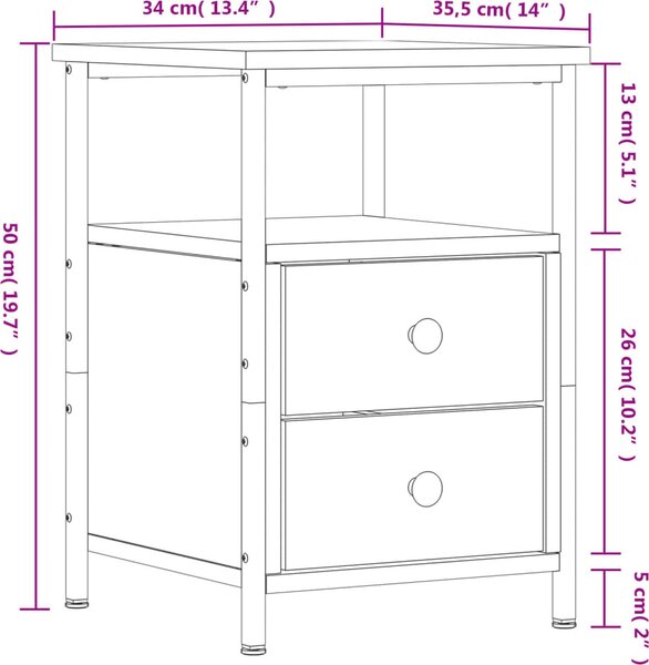 VidaXL Noční stolky 2 ks 34x35,5x50 cm, z umělého dřeva [826014] Barva: Černý dub