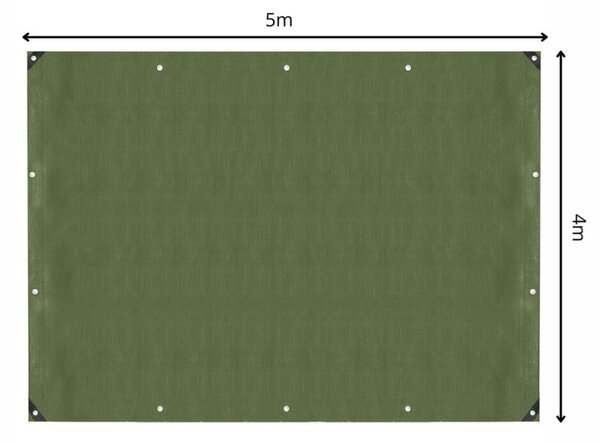 Krycí plachta s oky 4x5 m, 100g PE SPRINGOS GA21824 zelená