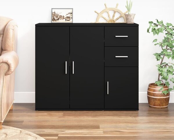 VidaXL Příborník 91 x 29,5 x 75 cm, konstrukční dřevo [823275] Barva: Černý dub