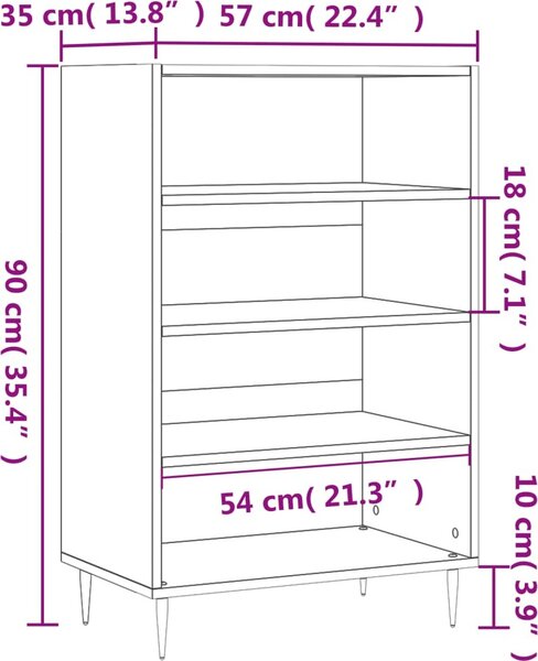 VidaXL Skříň highboard 57 x 35 x 90 cm kompozit [827224] Barva: Bílá