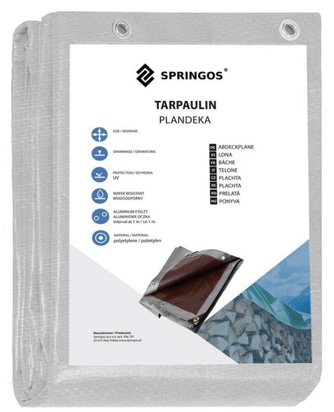 Krycí plachta s oky 6x4m, 130g SPRINGOS GA2183 šedá