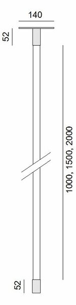 ZAHO Stropní LED svítidlo JETSON LINE RD1, 16W, v. 100 cm Barva: Černá, Teplota světla: 3000K - teplá bílá, Stmívání, řízení: ON/OFF (bez stmívání)