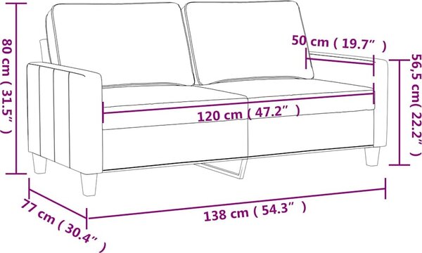 VidaXL 2místná pohovka 120 cm umělá kůže [359133] Barva: Černá