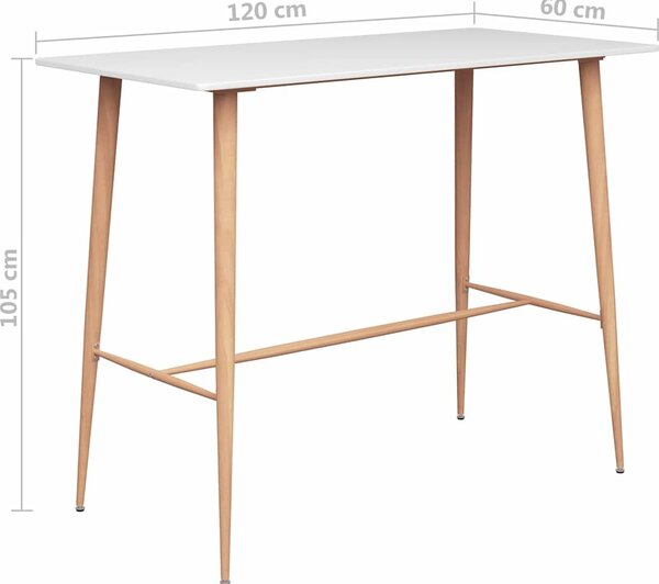 VidaXL Barový stůl 120 x 60 x 105 cm [248145] Barva: Bílá