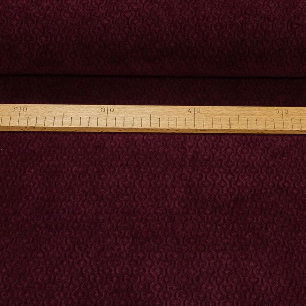 Polyesterový úplet N7380, vínový žakarový vzor, š.145cm (látka v metráži)