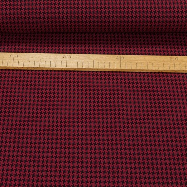 Směsový úplet 3368, vínovo-černá kohoutí stopa, š.150cm (látka v metráži)