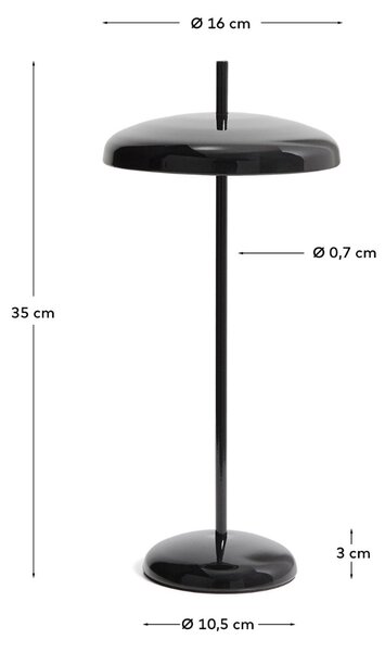 Kave Home Černá kovová nabíjecí LED lampa Porte