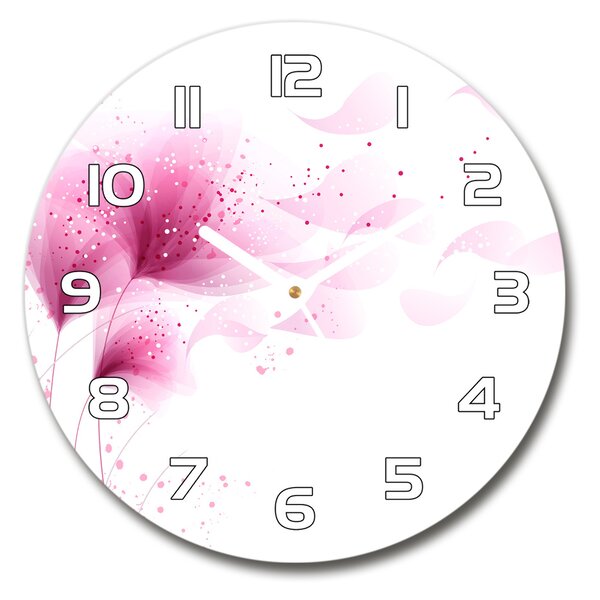 Skleněné hodiny kulaté Růžové květiny pl_zso_30_f_59922852