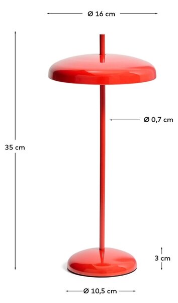 Kave Home Červená kovová nabíjecí LED lampa Porte