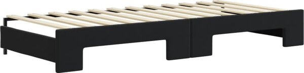 VidaXL Válenda s přistýlkou a zásuvkami 90 x 200 cm samet [3196741] Barva: Černá