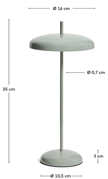 Kave Home Zelená kovová nabíjecí LED lampa Porte