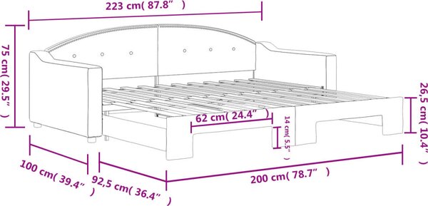 VidaXL Válenda s přistýlkou 90 x 200 cm textil [3197531] Barva: světle šedá