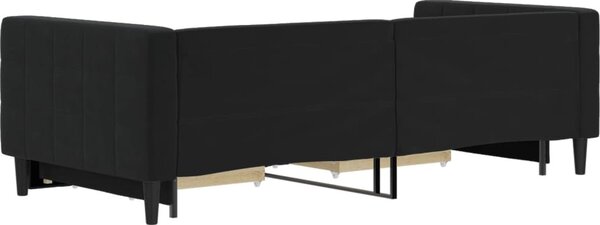 VidaXL Válenda s přistýlkou a zásuvkami 90 x 200 cm samet [3196741] Barva: Černá