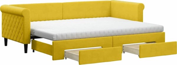 VidaXL Válenda s přistýlkou a zásuvkami 80 x 200 cm samet [3197836] Barva: světle šedá