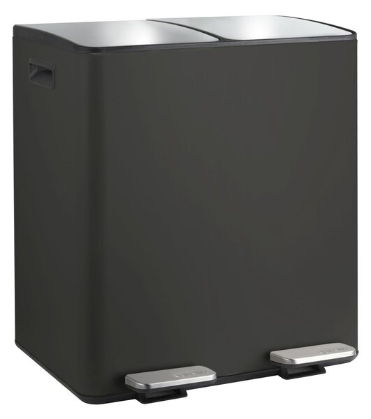 Spirella pedálový odpadkový koš na tříděný odpad ALIYA, matná černá, ocel, 2 x 20 L