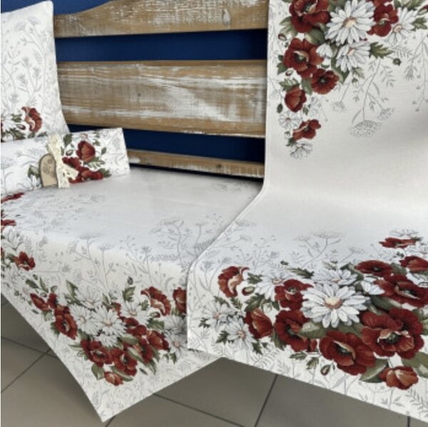 Tegatex Gobelínový ubrus chenille - vlčí mák a kopretina Velikost: 40*100 cm