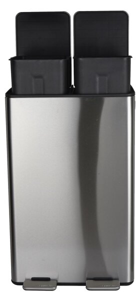 Spirella pedálový odpadkový koš na tříděný odpad ALIYA, kartáčovaná nerez ocel, 2 x 30 L