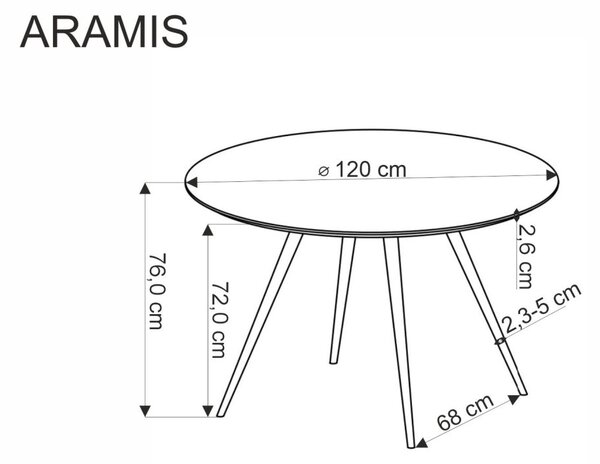 Halmar Kulatý jídelní stůl ARAMIS 120 teracotový/bílý