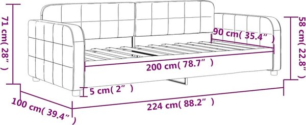 VidaXL Válenda 90 x 200 cm samet [354061] Barva: Černá