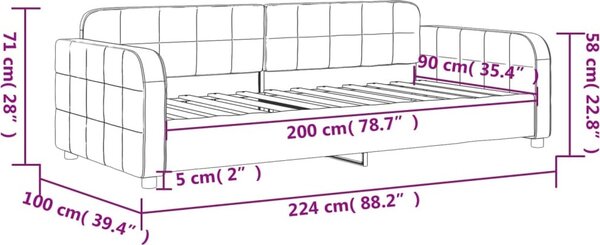 VidaXL Válenda 90 x 200 cm samet [354061] Barva: Černá
