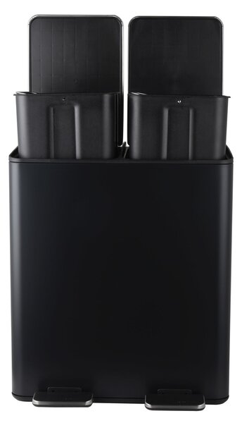 Spirella pedálový odpadkový koš na tříděný odpad ALIYA, matná černá, ocel, 2 x 20 L