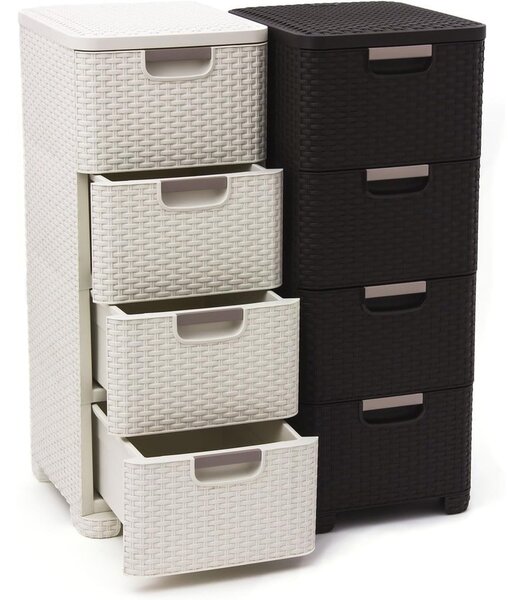 Krémová plastová vysoká koupelnová skříňka 33x79 cm Rattan – Curver
