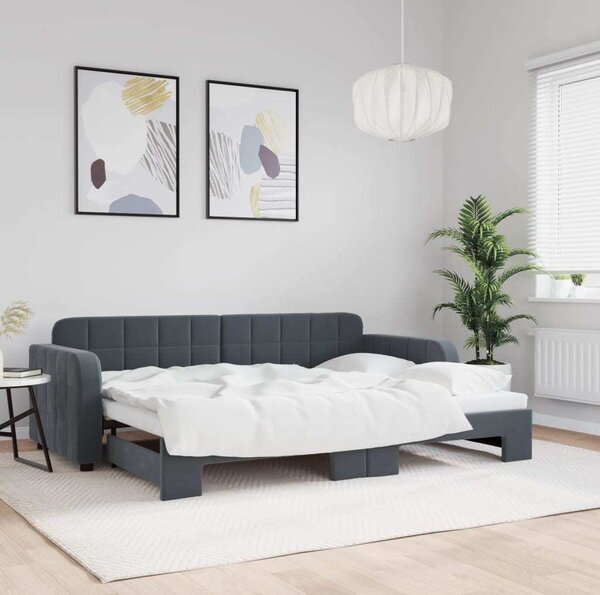 VidaXL Válenda s přistýlkou 80 x 200 cm samet [3196921] Barva: Tmavě šedá