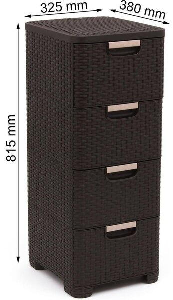 Tmavě hnědá plastová vysoká koupelnová skříňka 33x79 cm Rattan – Curver