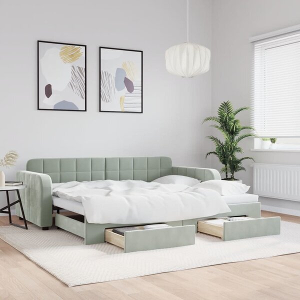 VidaXL Válenda s přistýlkou a zásuvkami 90 x 200 cm samet [3196977] Barva: Růžová
