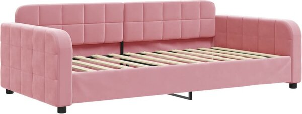 VidaXL Válenda s přistýlkou a zásuvkami 90 x 200 cm samet [3196977] Barva: Růžová