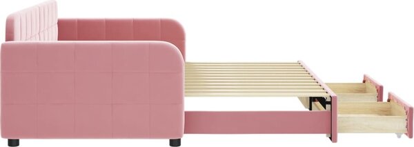 VidaXL Válenda s přistýlkou a zásuvkami 90 x 200 cm samet [3196977] Barva: Růžová