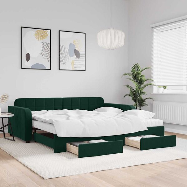 VidaXL Válenda s přistýlkou a zásuvkami 100 x 200 cm samet [3197008] Barva: Černá