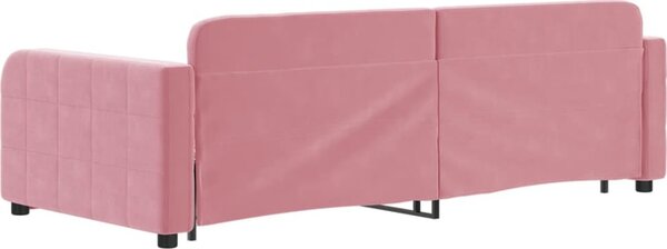 VidaXL Válenda s přistýlkou a zásuvkami 90 x 200 cm samet [3196977] Barva: Růžová