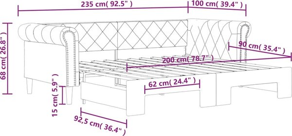 VidaXL Válenda s přistýlkou 90 x 200 cm umělá kůže [3197726] Barva: krémová