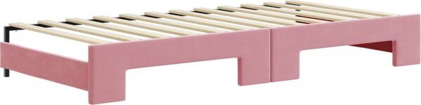VidaXL Válenda s přistýlkou a zásuvkami 90 x 200 cm samet [3196977] Barva: Růžová