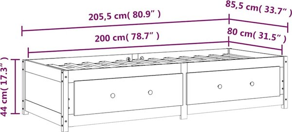 VidaXL Válenda bez matrace 80 x 200 cm masivní borovice [821588] Barva: Přírodní