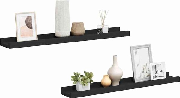 VidaXL Poličky na zarámované obrázky 2 ks 60 x 9 x 3 cm MDF [323929] Barva: Černá