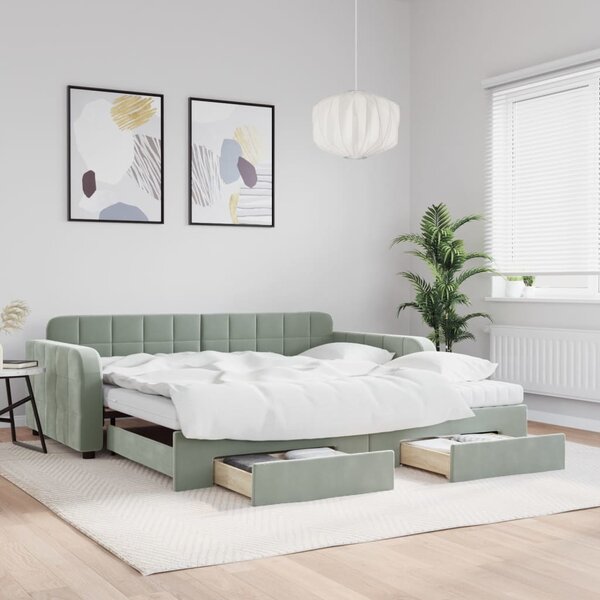 VidaXL Válenda s přistýlkou a zásuvkami 100 x 200 cm samet [3197008] Barva: Černá